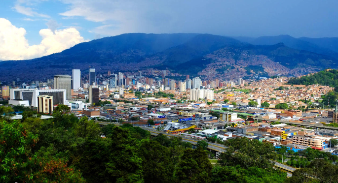 Medellin city aerial view