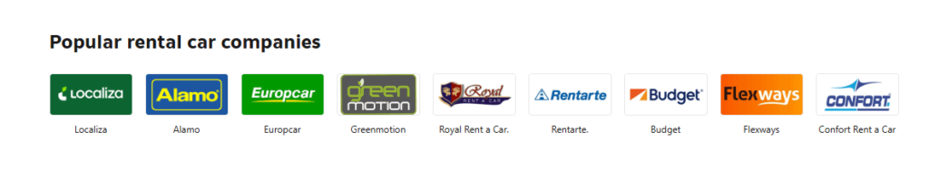 Popular rental car companies